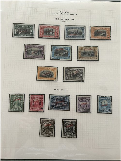 Canal Zone Specimen Overprint Stamp Collection on Gibbs Pages