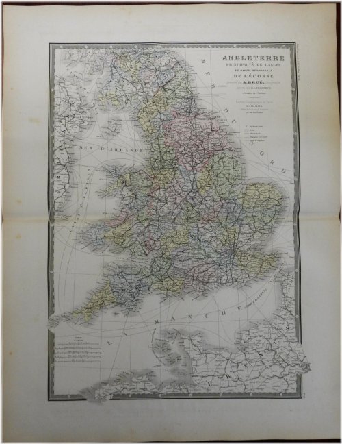 Brue's Hand-Colored Map of Historic British Counties in the 1830s