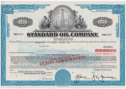 Blue Standard Oil Company Scripophily
