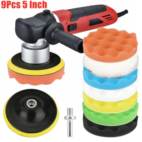 Precision Shine Kit: 9-Piece Set of 5-Inch Car Buffing Pads for Professional Polishing and Waxing