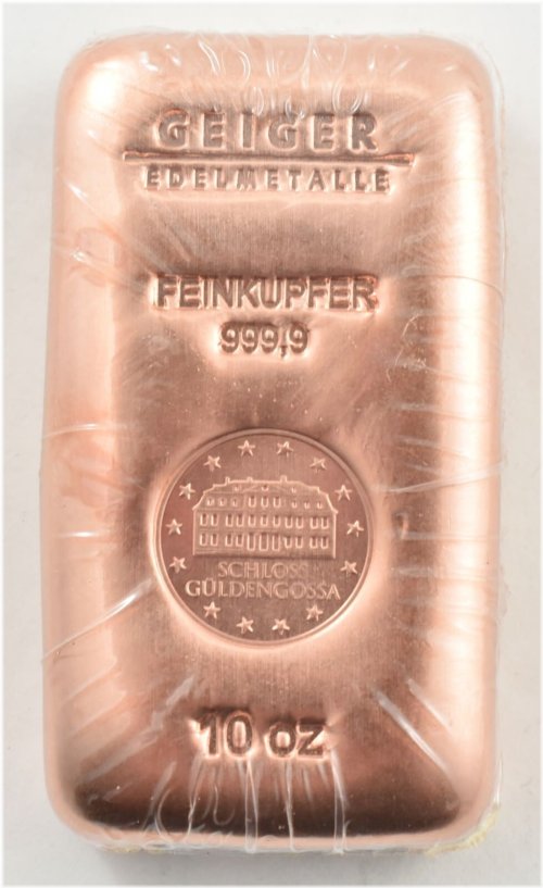 Geiger Edelmetalle 10 Oz .999 Copper Bar