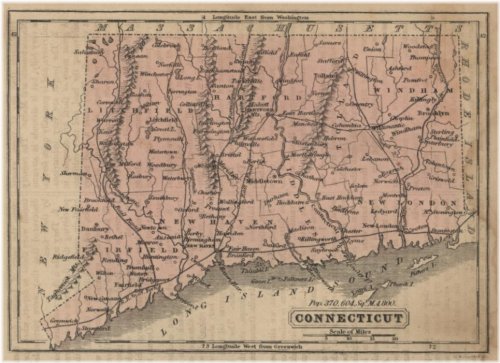 Boynton's 1855 Connecticut State Map Miniature Edition