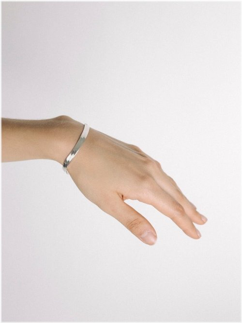 Silver Herringbone Charm Bracelet