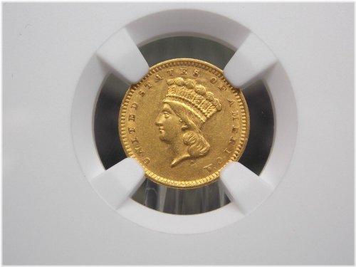 1856 Liberty Head Gold Dollar - Slanted 5 - NGC AU58