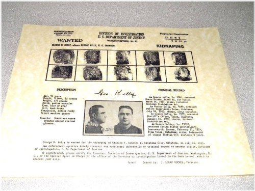 Outlaw Era Reproduction: Machine Gun Kelly Wanted Poster