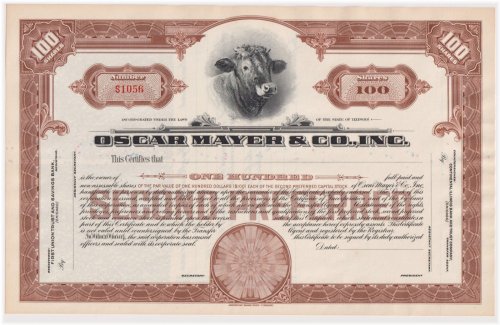 Heritage Kraft Stock Certificate