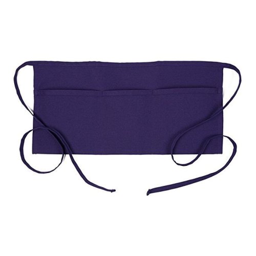 Purple Half Bib Apron with 3 Pockets