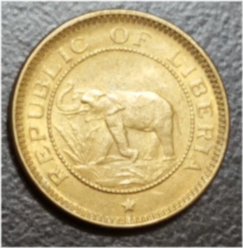 1937 Liberia Elephant Thematic 1/2 Cent Coin