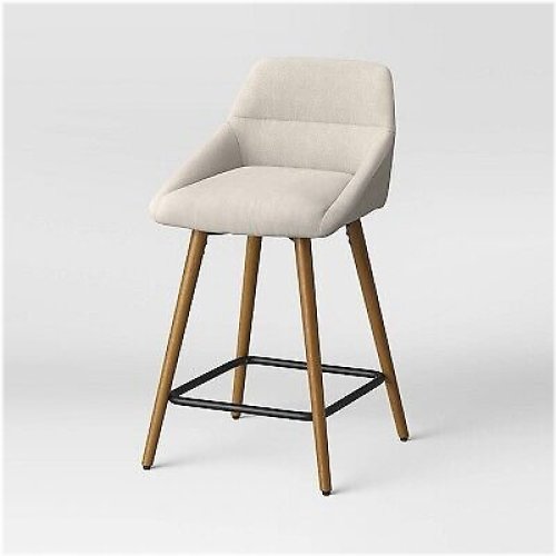 Ivory Swivel Wood Base Stool