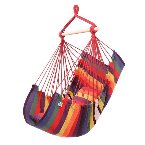 Relaxation Haven: Hanging Rope Chair with Cotton Hammock Swing for Patio, Yard, and Garden