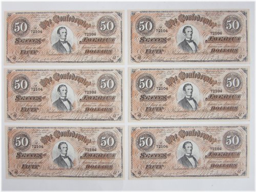 Confederate States $50 Dollar Bill Reproduction Set