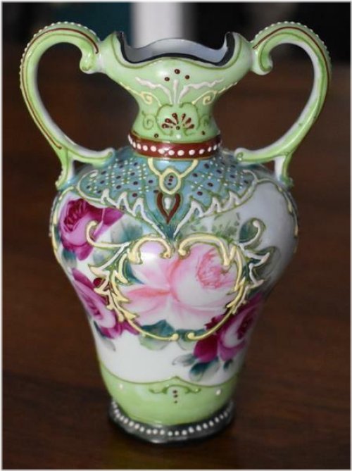 Emerald Blossom Double-Handled Urn