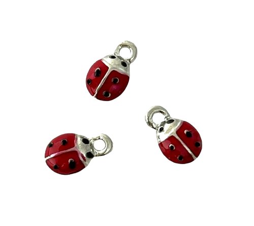 Tiny Ladybug Enamel Bead Drops
