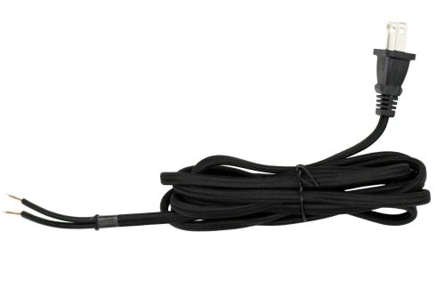 Black Rayon Lamp Cord with End Plug