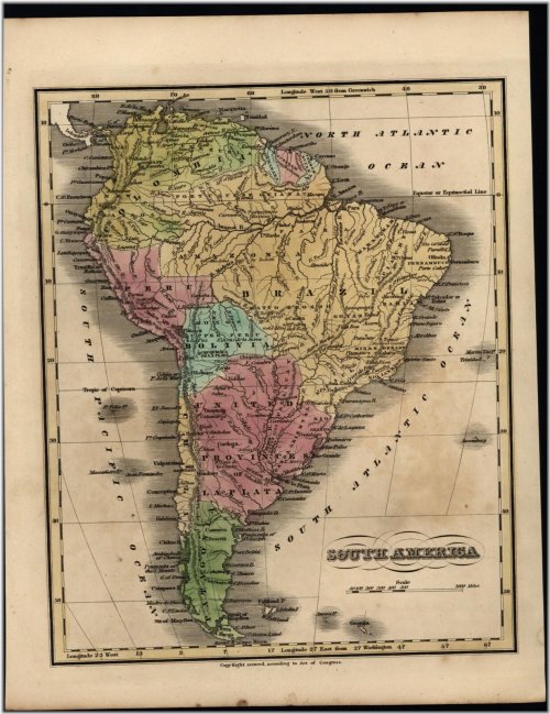 Finlay's Hand-Colored Map of South America (1835)