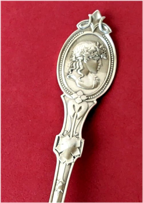 Antique Medallion Coin Silver Table Serving Spoon