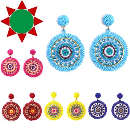 Neon Glow Round Beaded Earrings