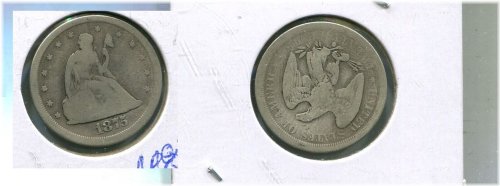 1875 S Liberty Seated Twenty Cent Coin
