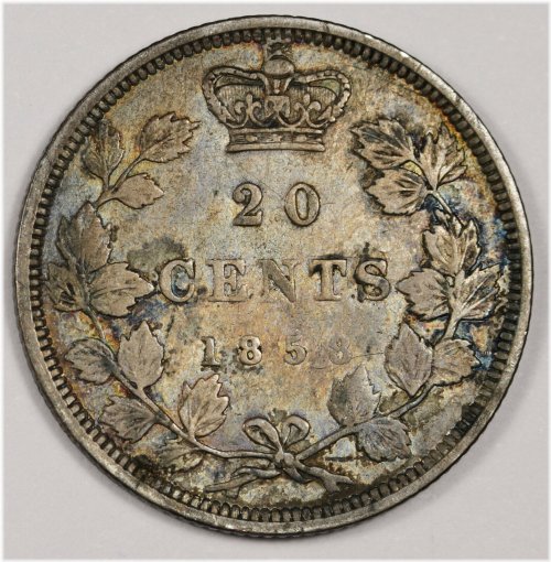 Canadian Heritage Twenty Cent Coin - 1858 Natural XF-AU (Uncleaned)