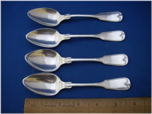 Fiddle Thread Coin Silver Teaspoons - TW-NR Marked Set