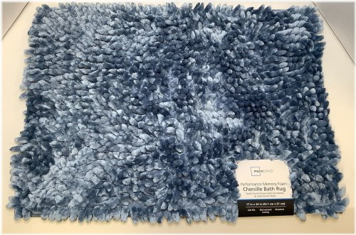 Chenille Memory Foam Bath Rug in Blue (17" x 24")