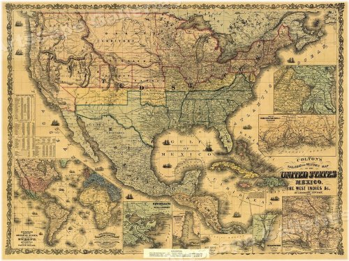 Colton's Historical Map of the United States - 1862