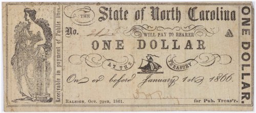 North Carolina State Bank $1 CR-32 VF Uncertified