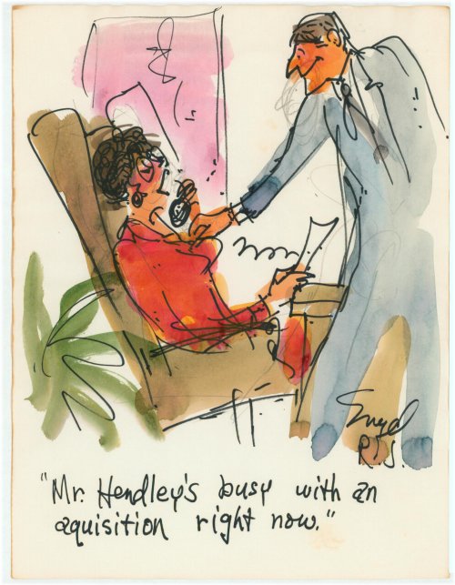 Office Humor: Doug Sneyd Signed Preliminary Sketch