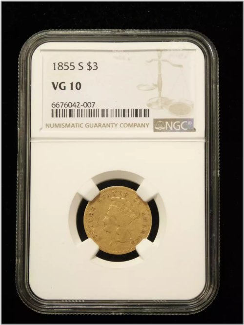 1855-S Indian Princess Gold Coin - NGC VG10