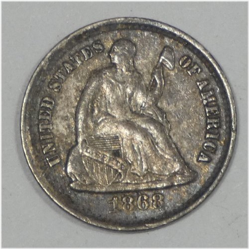 Silver Liberty Seated Half Dime - 1868-S