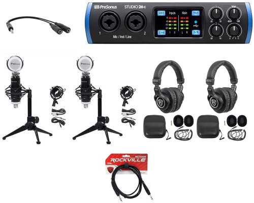 Podcast Recording Bundle with Presonus Interface and Stands for Two-Person Show