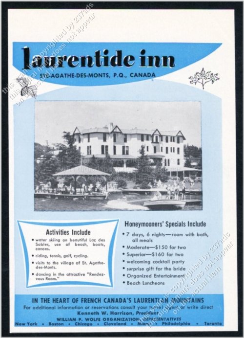 Laurentide Inn Vintage Travel Print Ad