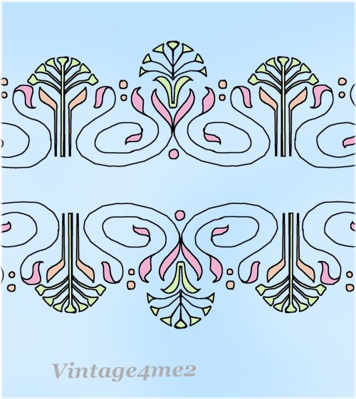 Flourished Deco Embroidery Transfer - 1930s Betty Burton Design