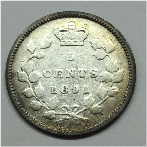1891 Canadian Silver Five Cents Coin with Free Shipping and USPS Tracking