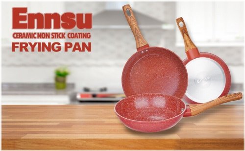 Red Granite Trio Nonstick Frying Pan Set