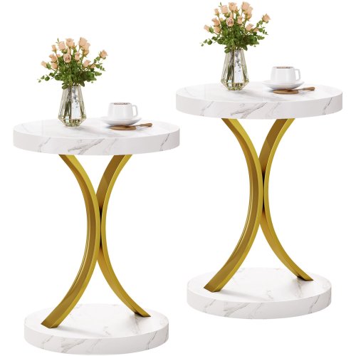 Round Marble Top Side Tables