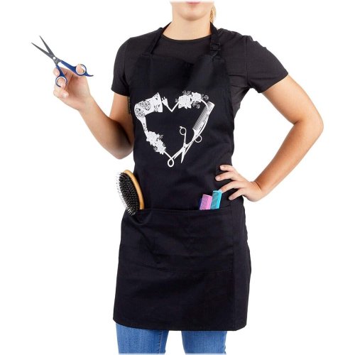 Black Canvas Utility Apron with Triple Pockets