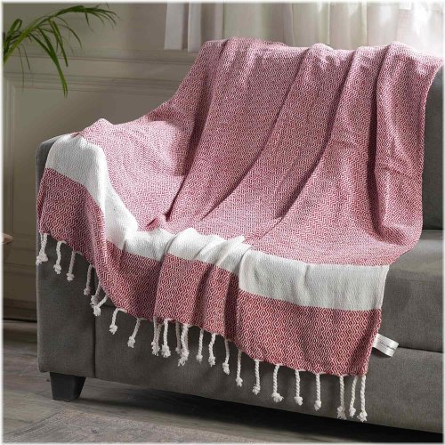 Crimson Chevron Cozy Cotton Throw