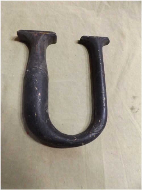 Vintage Carved Letter U Sign with Repair Details - 5x7