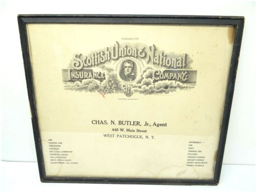 Scottish Union & National Insurance Co. West Patchogue NY Certificate
