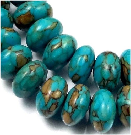 Blue Mosaic Turquoise Rondelle Beads Set (30)