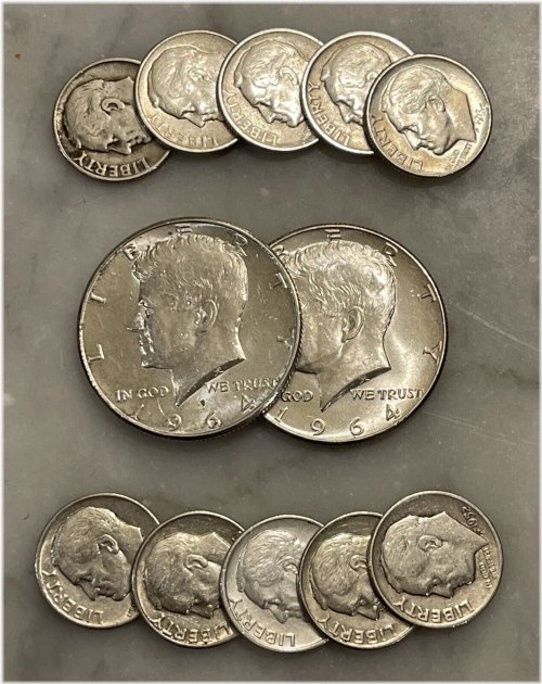 Silver Kennedy Half Dollar and Roosevelt Dime Lot