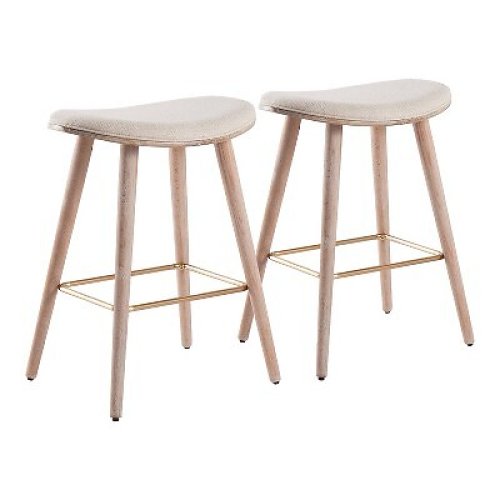 Cream & Gold Saddle Seat Stool Set