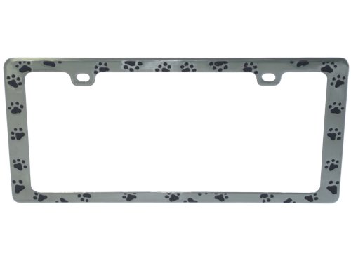 Paw Prints Metal Car License Plate Frame