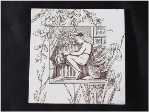 Victorian Pictorial Fish & Floral Ceramic Tiles