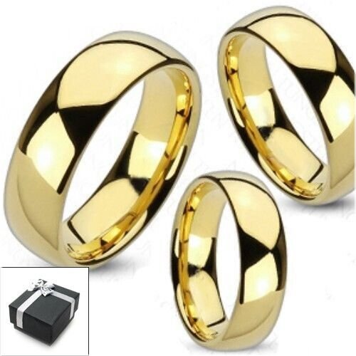 Gold Plated Tungsten Carbide Comfort Fit Ring - Perfect for Weddings and Anniversaries