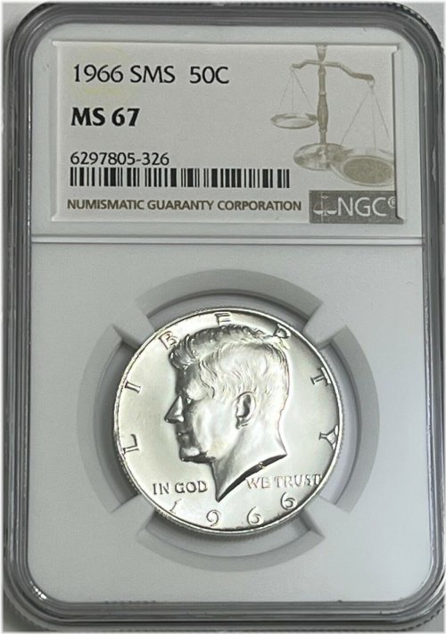 1966 Silver Gem Half Dollar with NGC MS67 grading