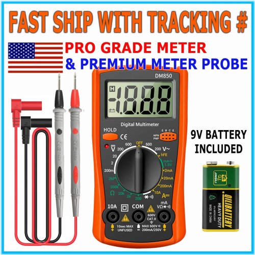 Precision Pro Voltmeter with LCD Display and Test Leads