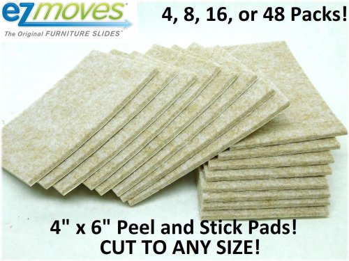 Furniture Glide Pads - Self-Stick Felt Sheets for Hard Surfaces - Pack of 4/8/16/48