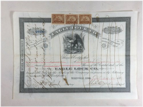Eagle Lock Company Vintage Stock Certificate